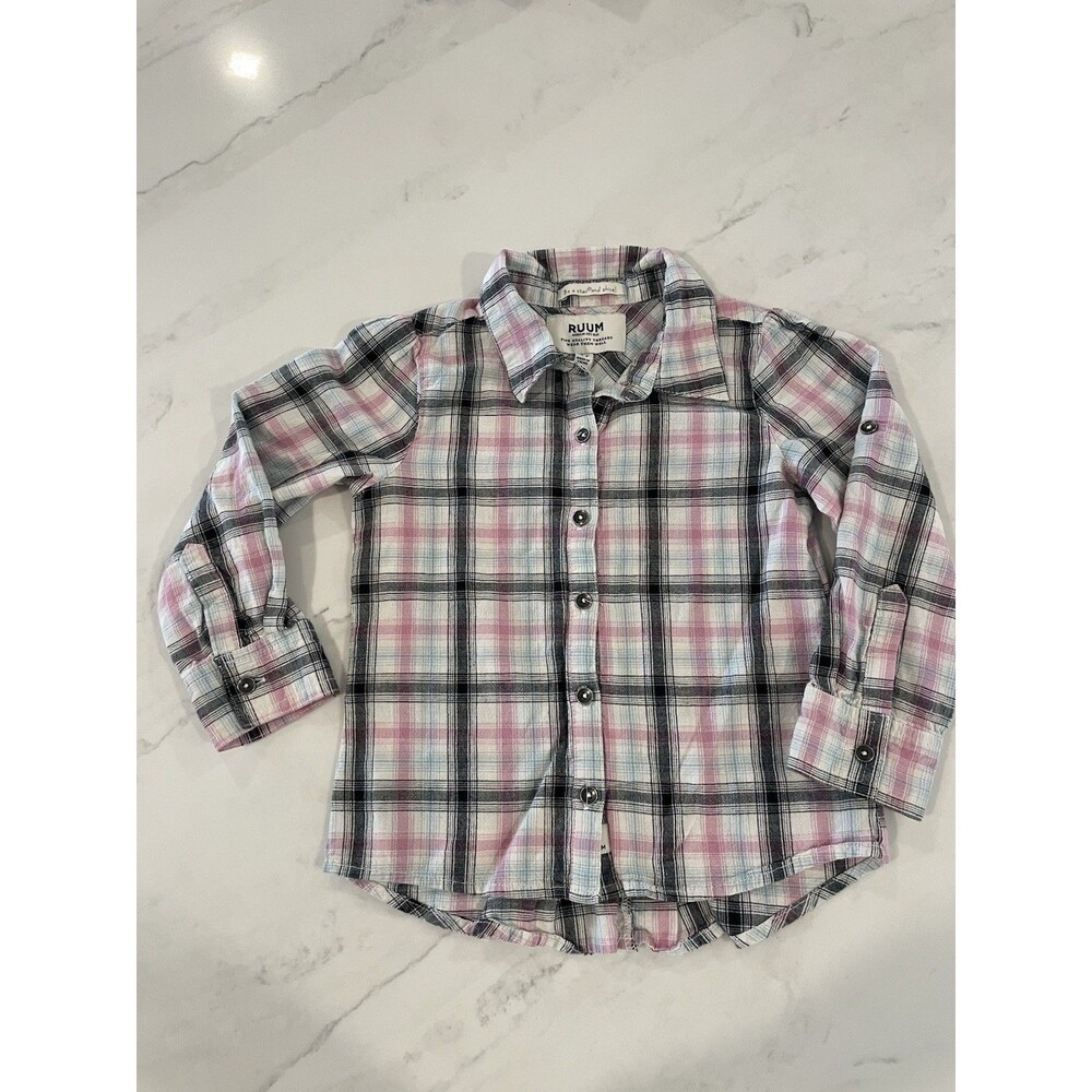 Ruum Girls Long Sleeve Button Down Shirt Ruffle Detail Size 4T